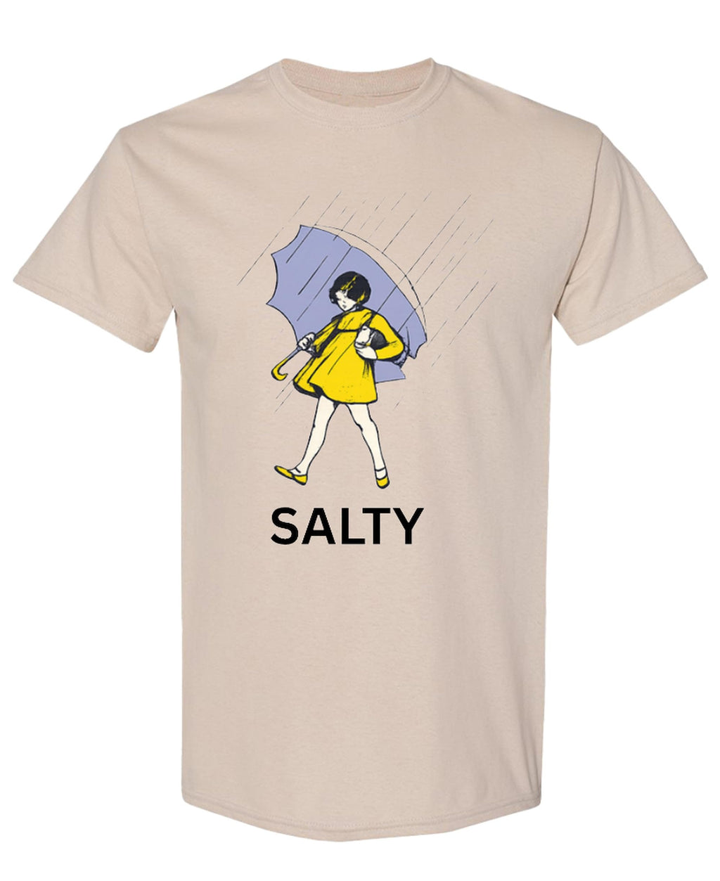 Salty Parody Tee Funny Novelty Graphic — Sand T-Shirt — front