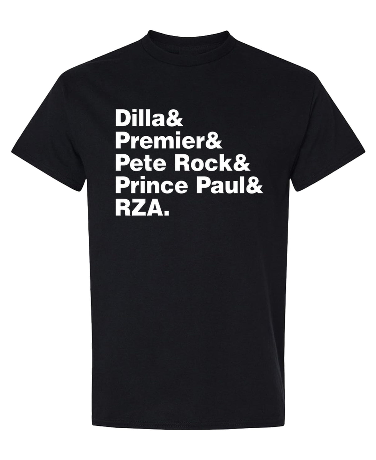 Dilla Premier Pete Rock Prince Paul RZA Names — Black T-Shirt — front