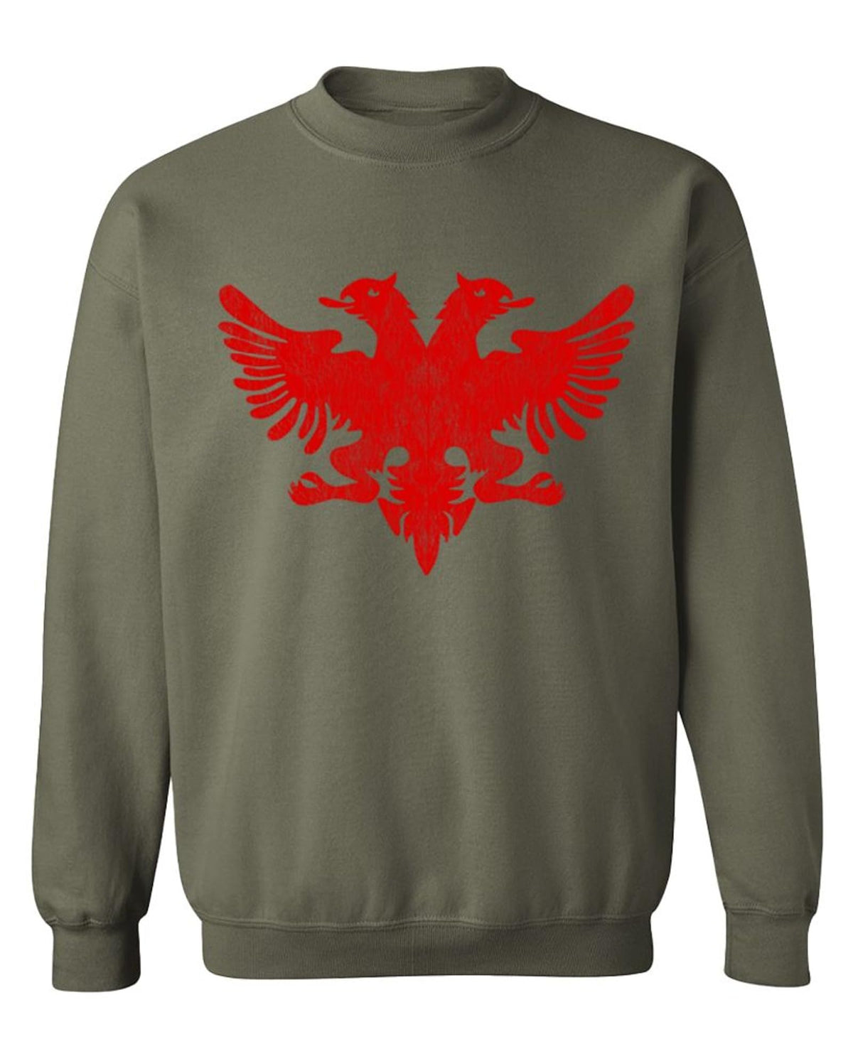 Albanian Double Headed Eagle — Military Green Sweatshirt — rear
