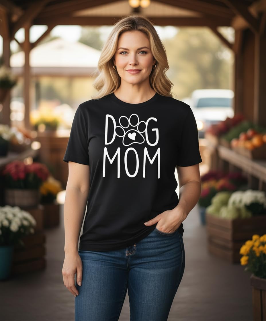 Dog Mom — Black T-Shirt — lifestyle 1