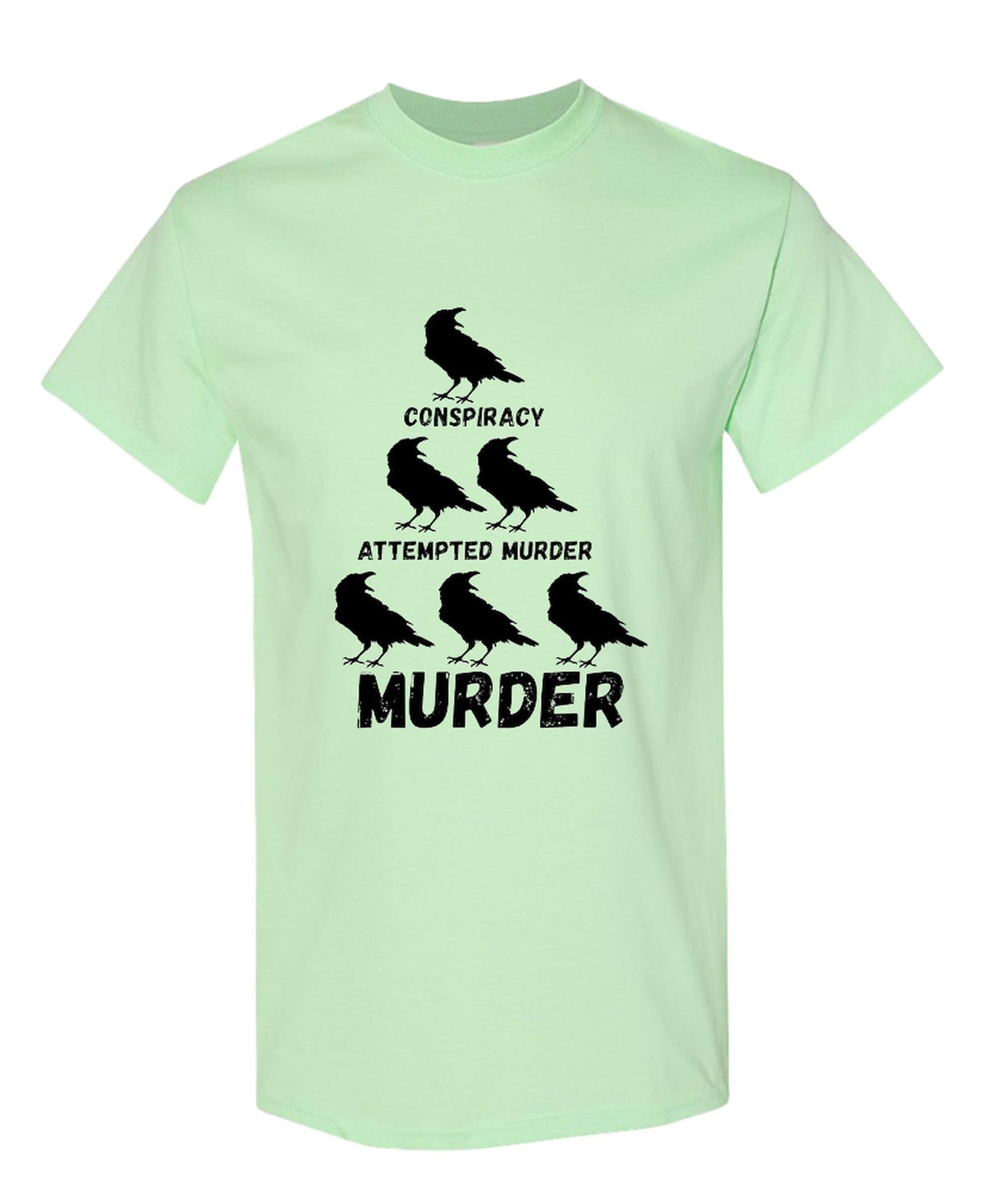 Conspiracy Attempted Murder Crows — Mint Green T-Shirt — front