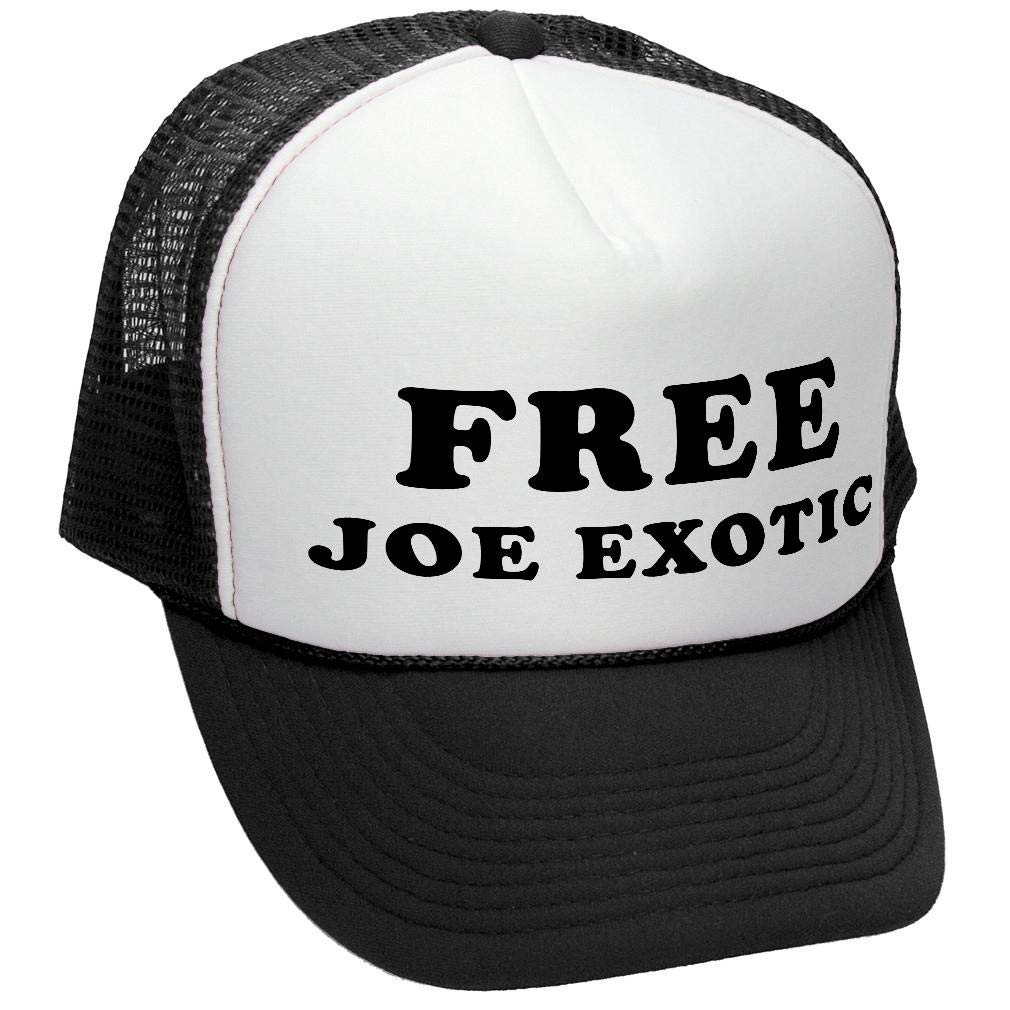 Free Joe Exotic 2020 — Black Trucker Hat — front