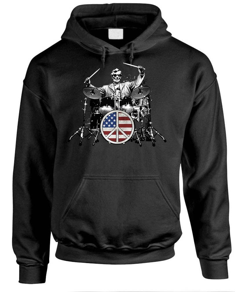 Lincoln on Drums — Black Hoodie — front