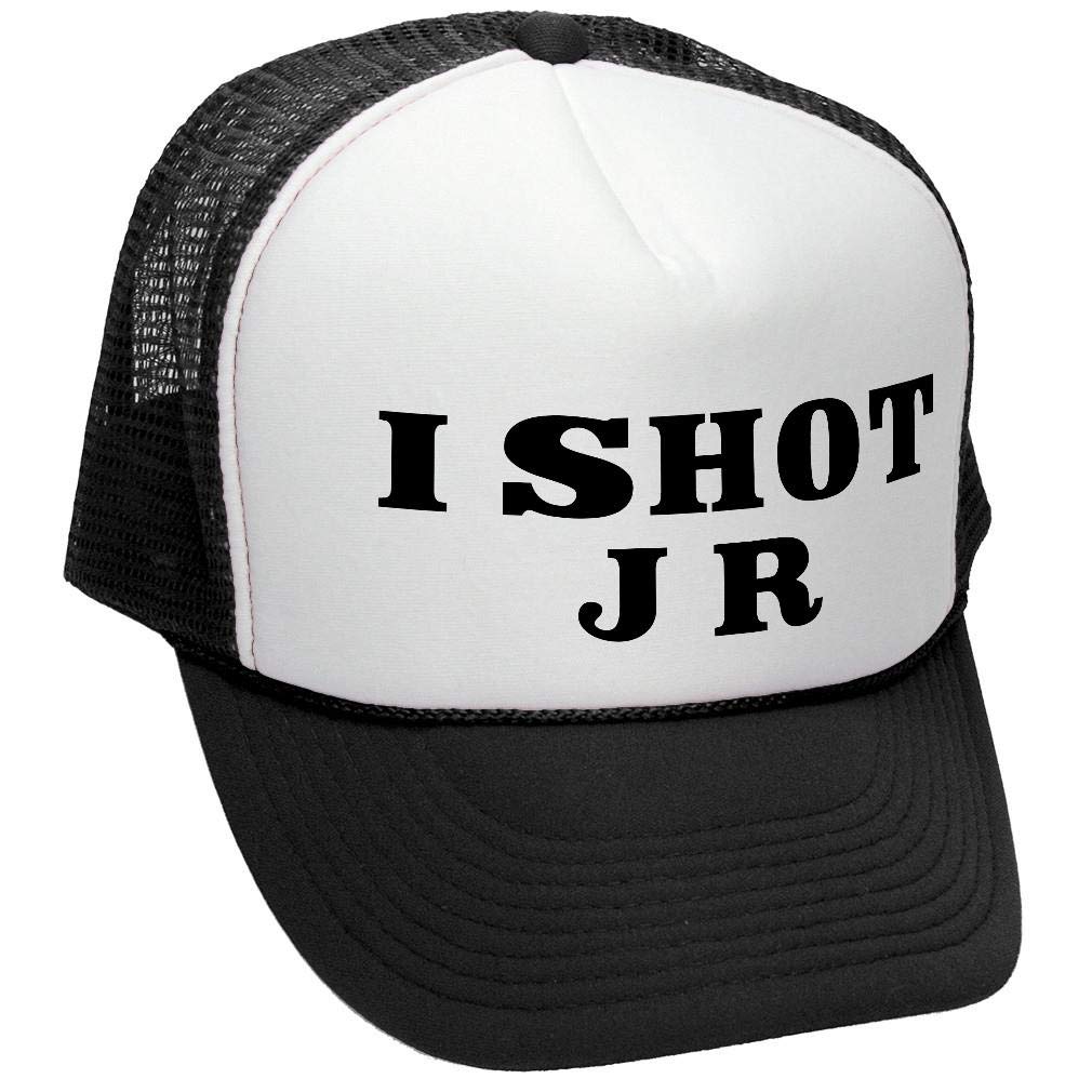 I Shot JR — Black Trucker Hat — front