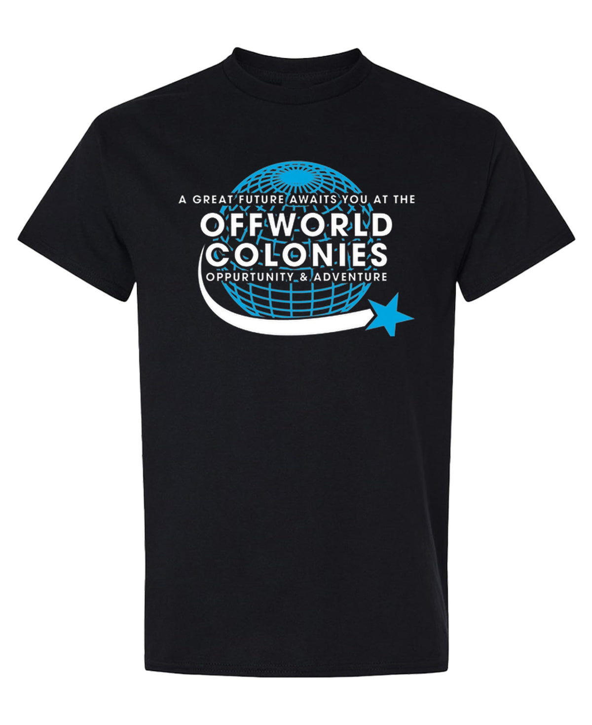 Offworld Colonies — Black T-Shirt — front