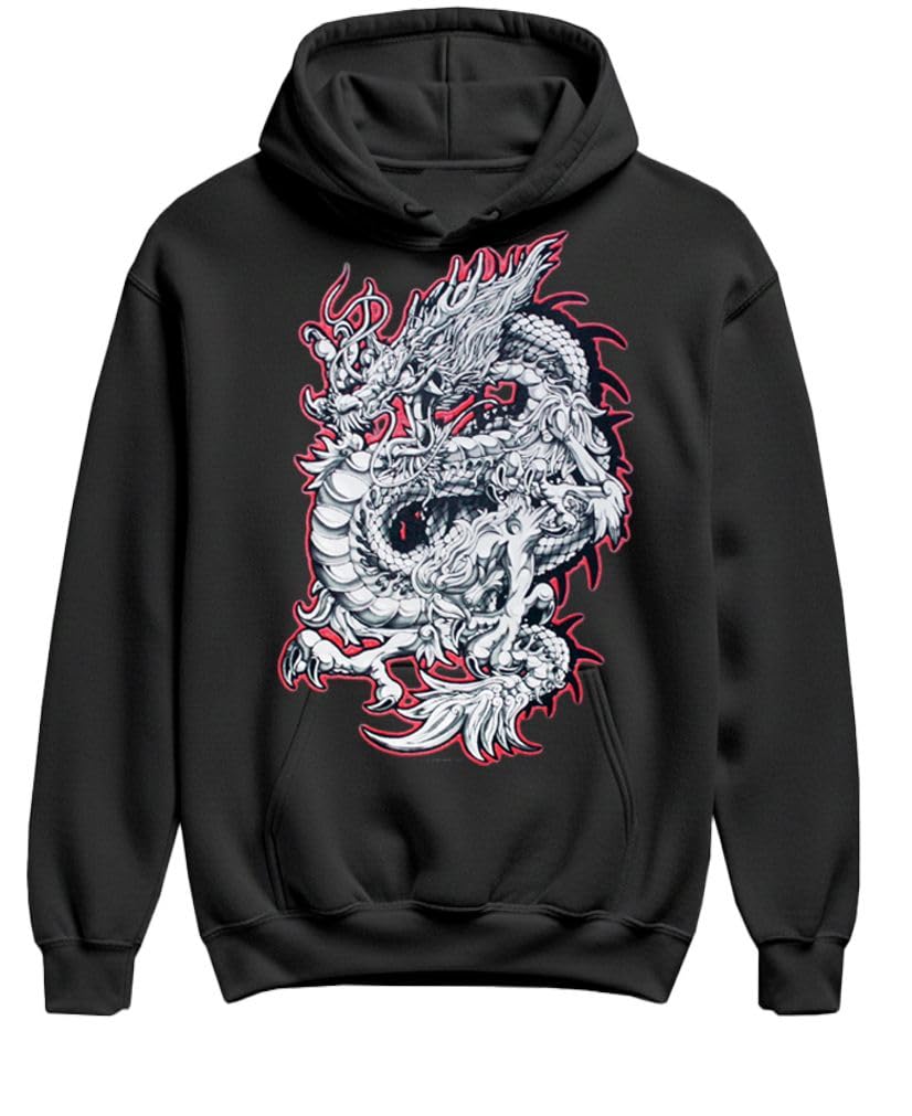 Crimson Dragon — Black Hoodie — front