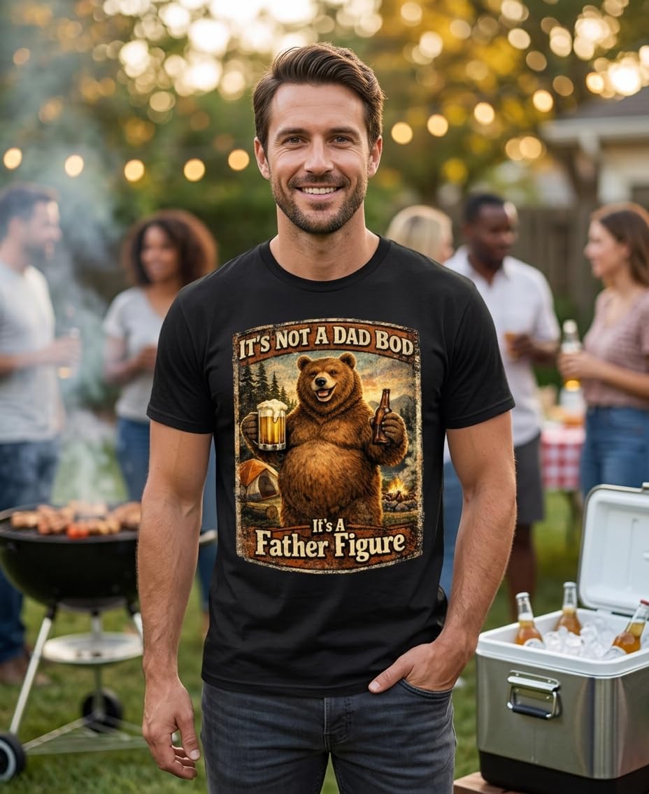 Dad Bod Father Figure — Black T-Shirt — lifestyle 1