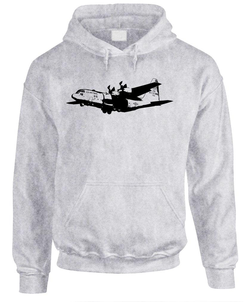 C-130 Aircraft Silhouette — Sport Gray Hoodie — front