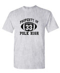 Property of Polk High 33 — Ash T-Shirt — front