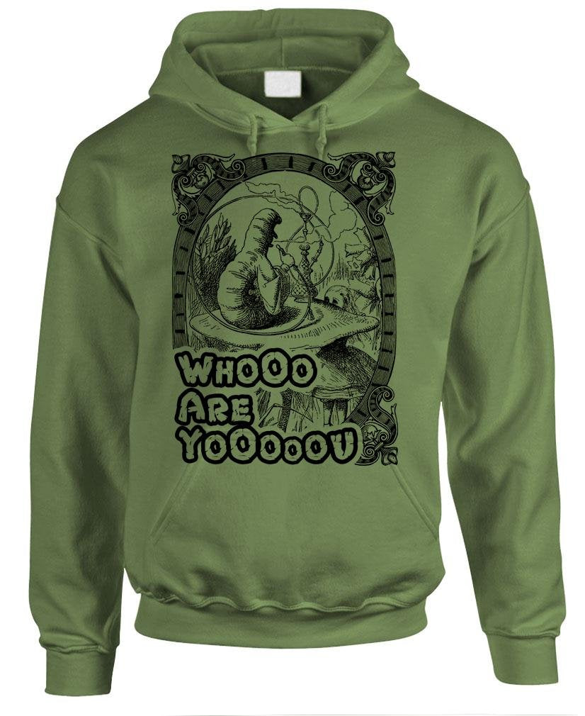 Who Are You Caterpillar — Military Green Hoodie — front