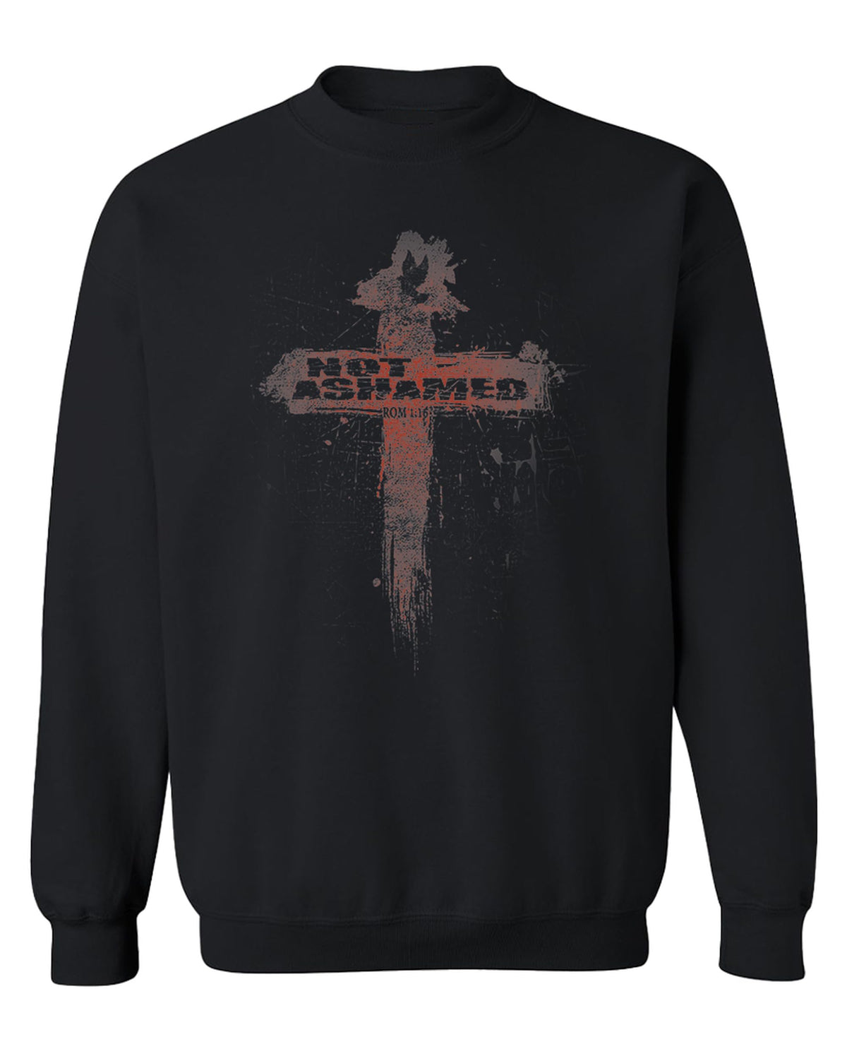 Not Ashamed Cross — Black Sweatshirt — front