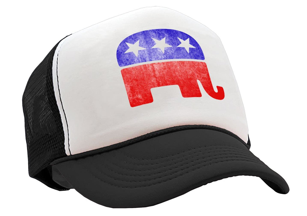 Republican Elephant — Black Trucker Hat — product angle 1