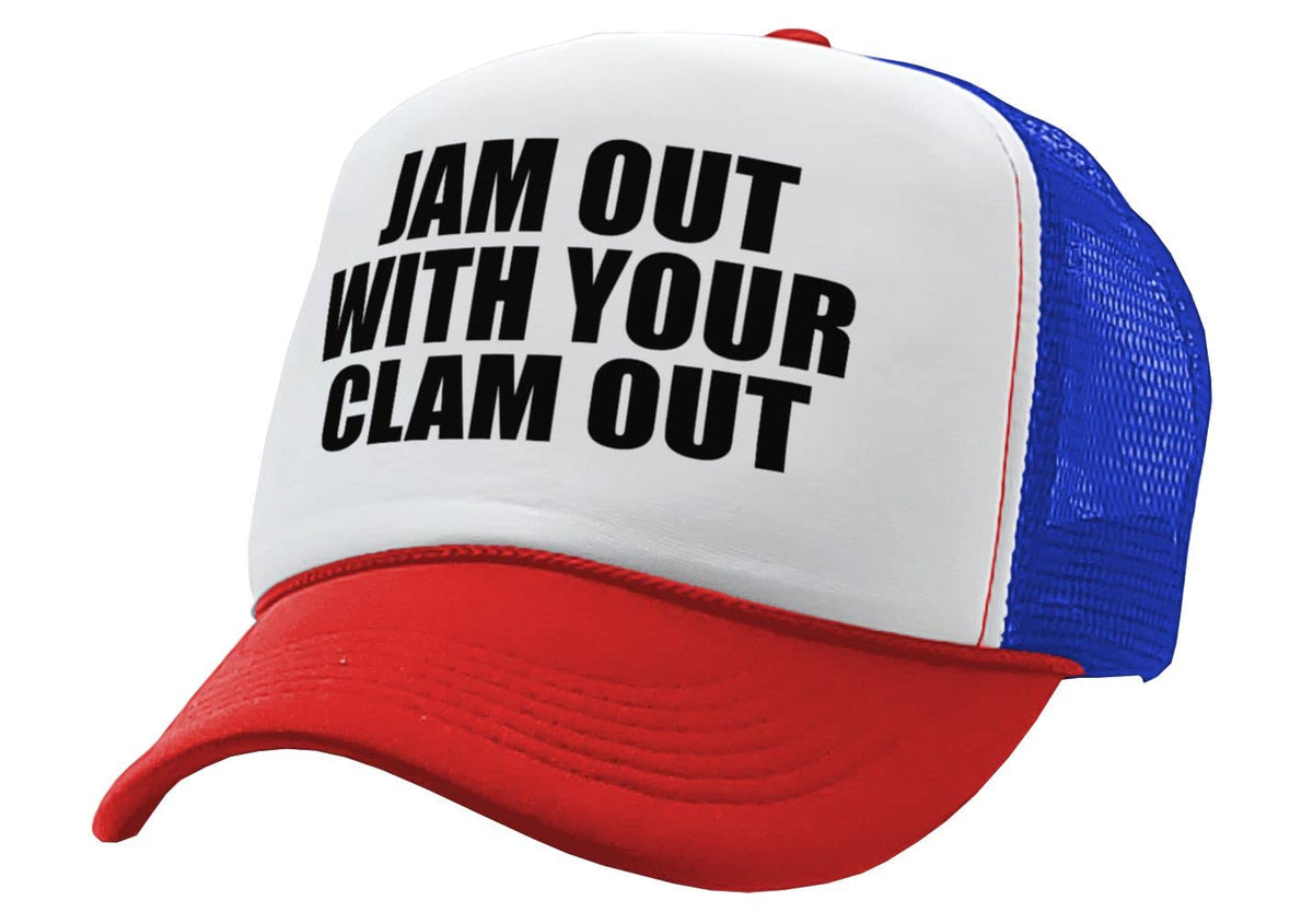 Jam Out with Your Clam Out — RWB Trucker Hat — product angle 1