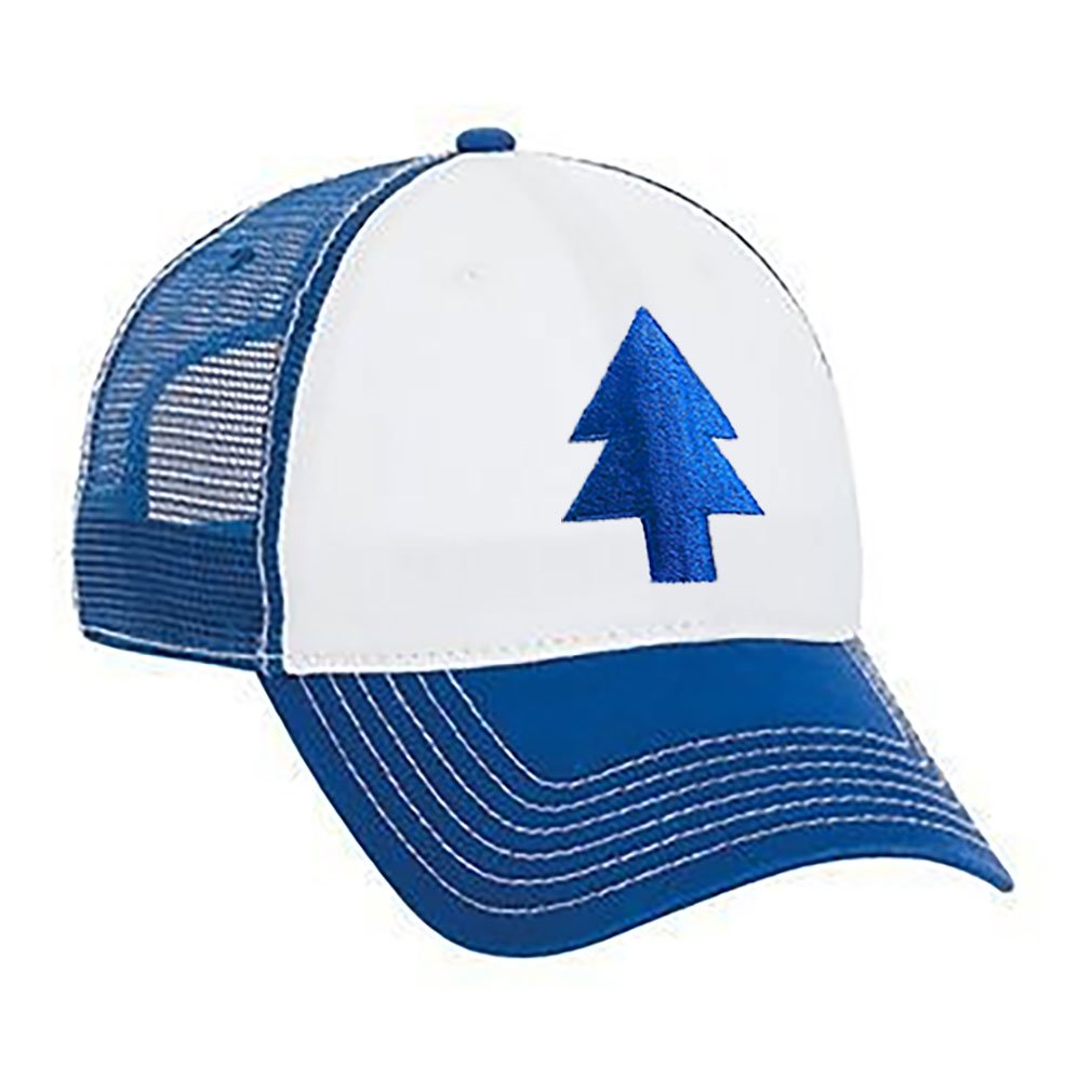 Blue Pine Tree — Blue Embroidered Trucker Hat — front