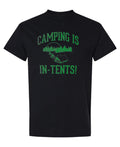 Camping Is In-Tents — Black T-Shirt — front