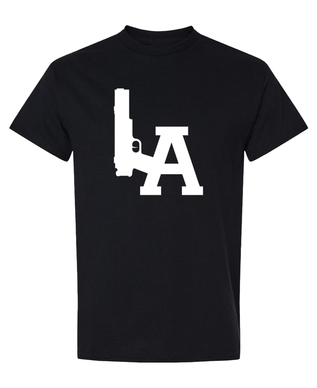 LA Lettering Graphic — Black T-Shirt — front
