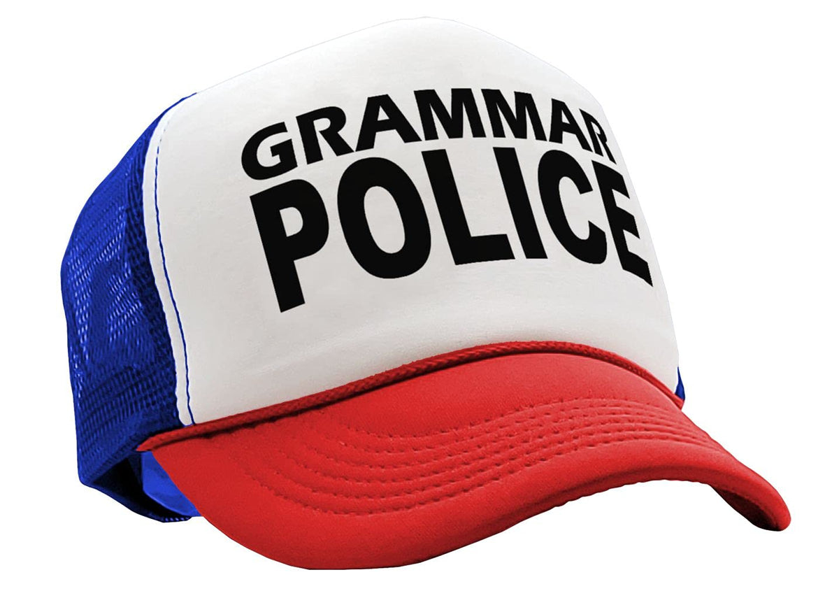 Grammar Police — RWB Trucker Hat — front