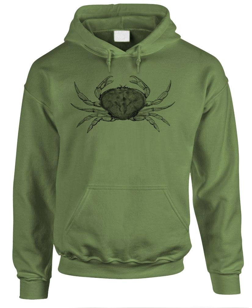 Crab Illustration — Military Green Hoodie — front