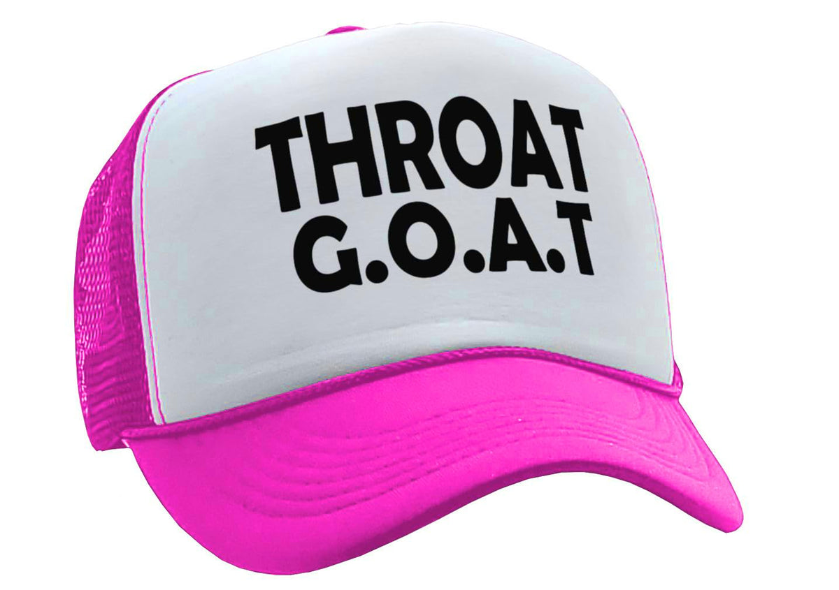 Throat GOAT — Neon Pink Trucker Hat — front