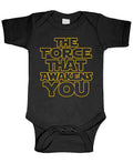 The Force That Awakens You — Black Infant Bodysuit — front