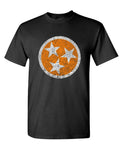 Tennessee Distressed Three Stars — Black T-Shirt — front
