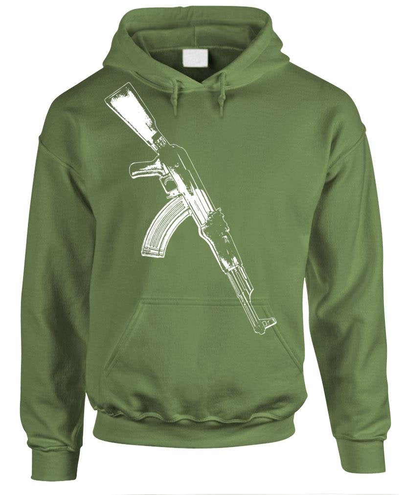 AK-47 Rifle Sketch — Military Green Hoodie — front