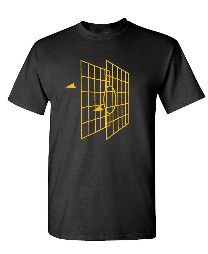 Retro Targeting Computer — Black T-Shirt — front