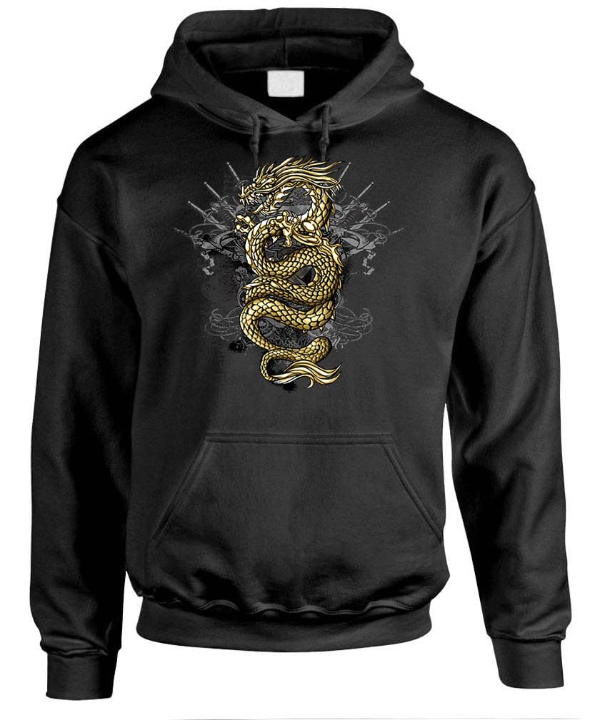Gold Dragon — Black Hoodie — front