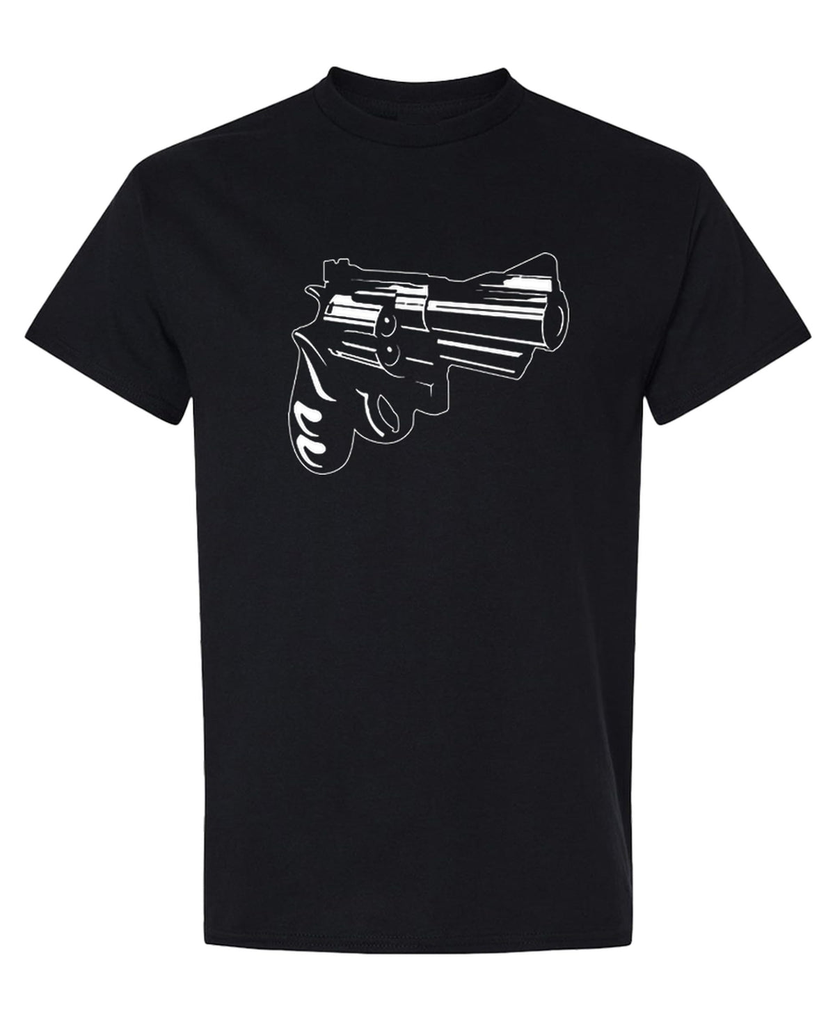 Revolver Line Drawing — Black T-Shirt — front
