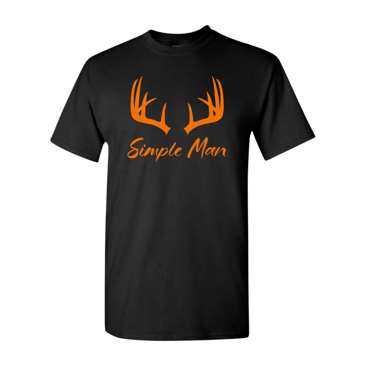 Simple Man Antlers — Black T-Shirt — front