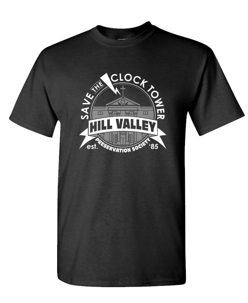 Save the Clock Tower Hill Valley — Black T-Shirt — front
