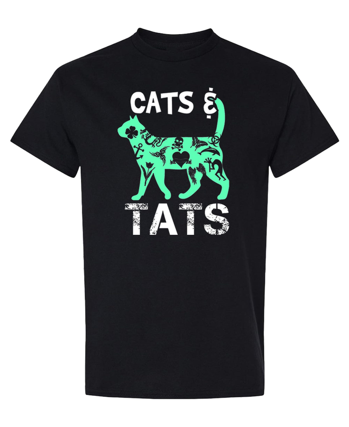 Cats and Tats — Black T-Shirt — front