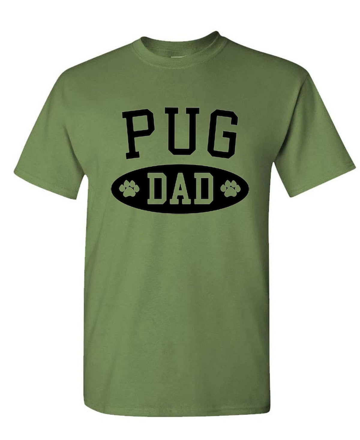 Pug Dad — Military Green T-Shirt — front