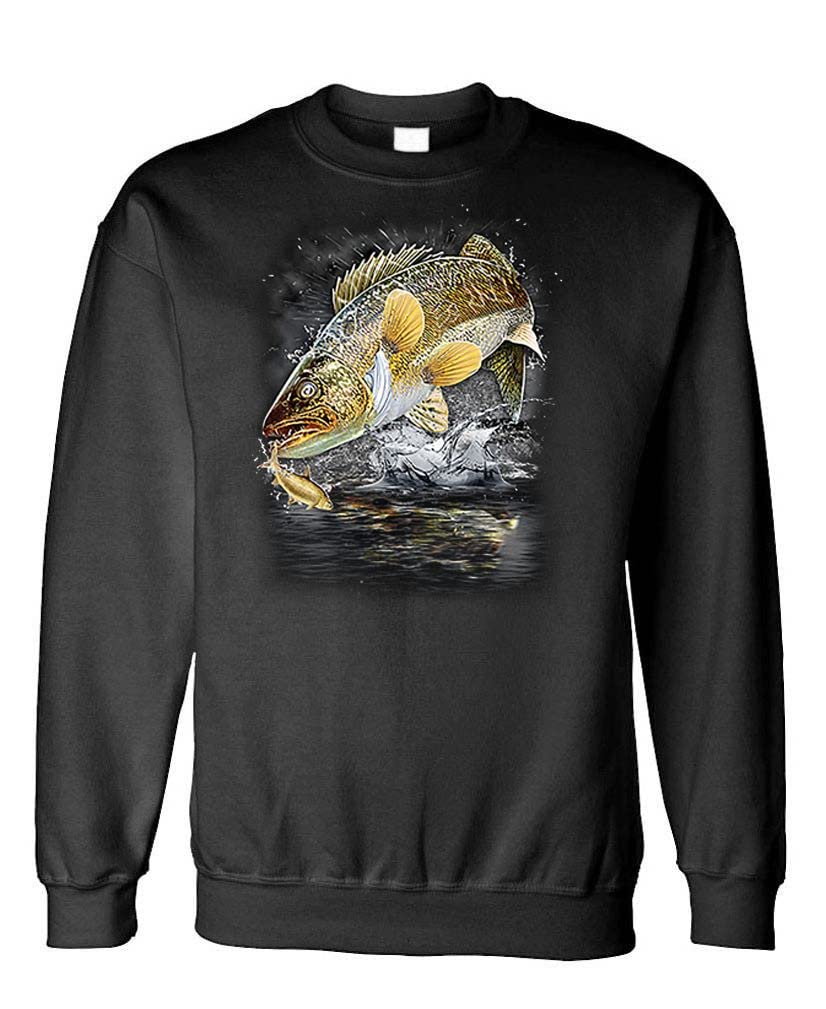 Jumping Walleye — Black Sweatshirt — front