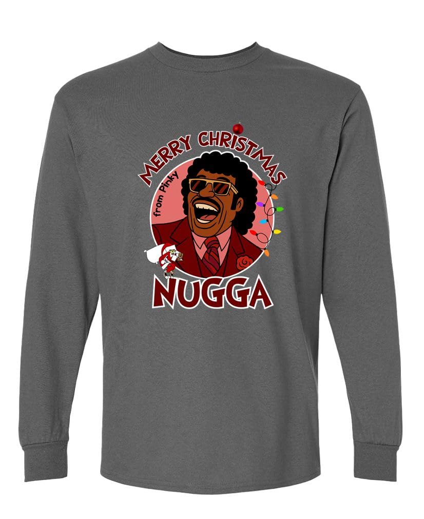 Merry Christmas Nugga — Charcoal Long Sleeve T-Shirt — front