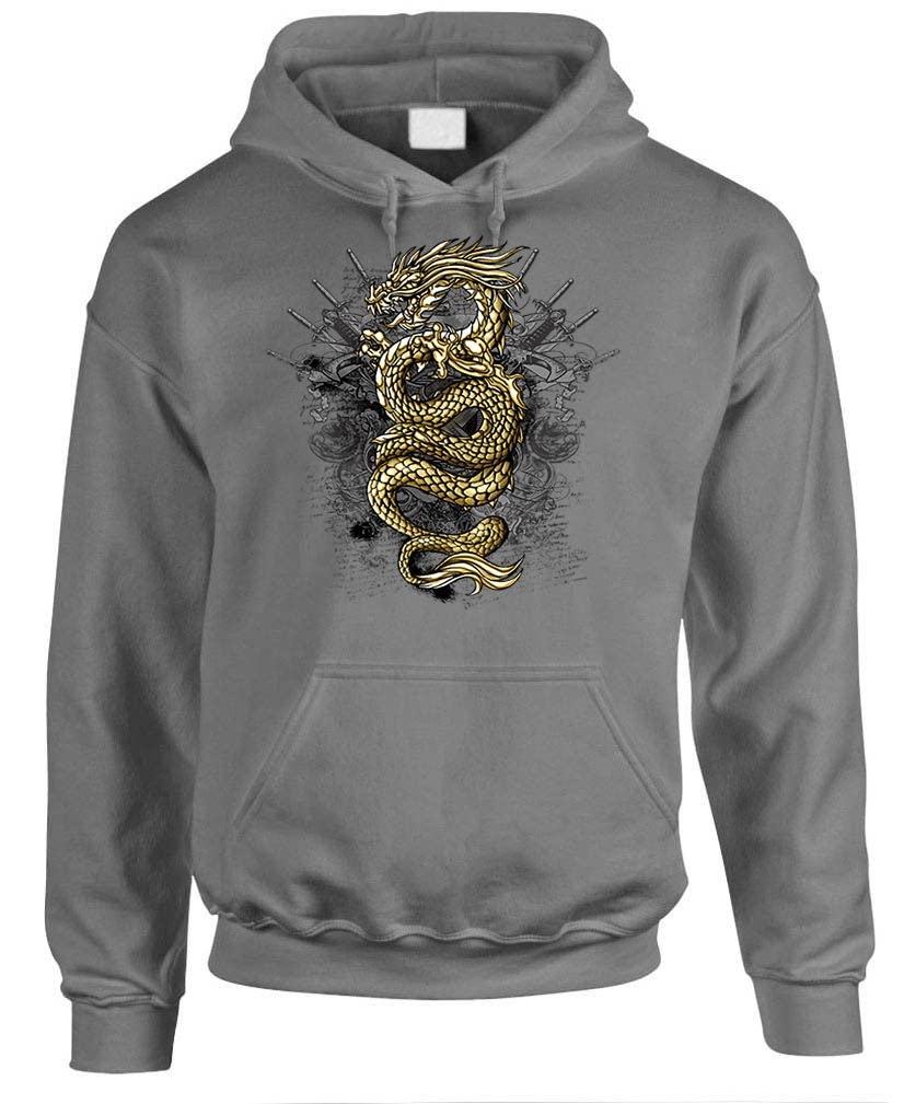Gold Dragon — Charcoal Hoodie — front