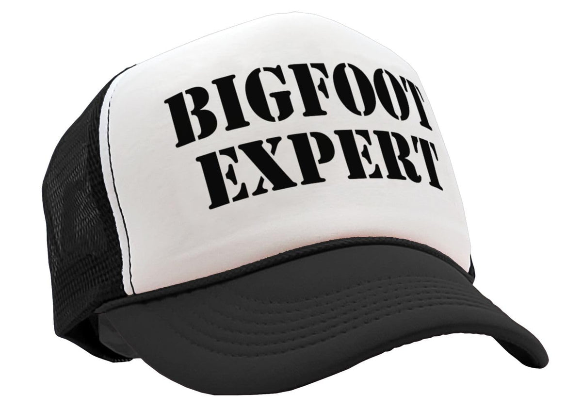 Bigfoot Expert — Black Trucker Hat — front
