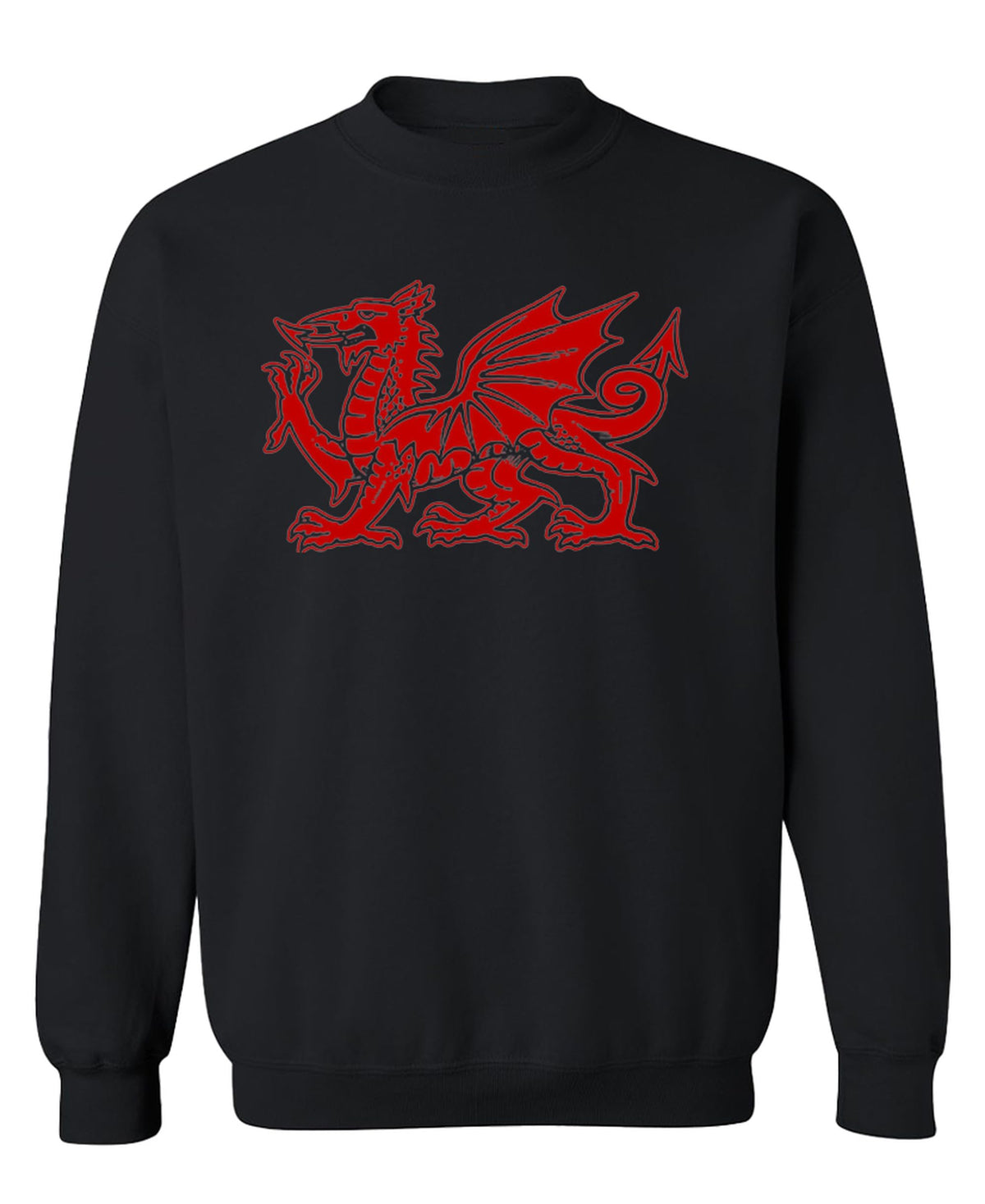 Red Welsh Dragon — Black Sweatshirt — front