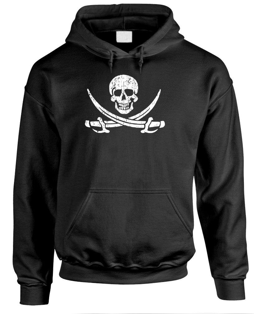 Pirate Skull and Swords — Black Hoodie — front