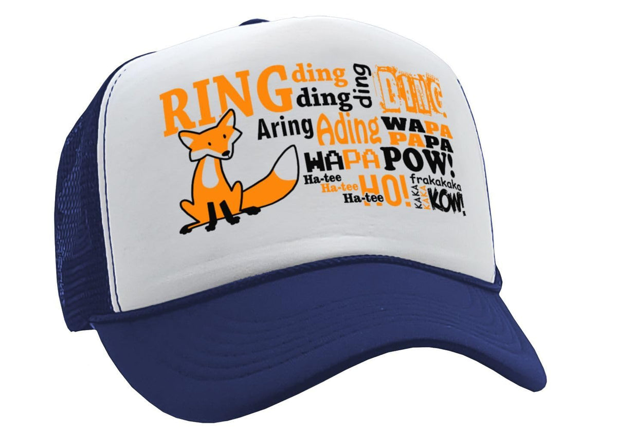 What Does a Fox Say — Navy Trucker Hat — front