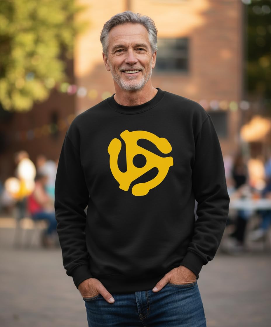 45 RPM Record Adapter — Black Sweatshirt — lifestyle 1