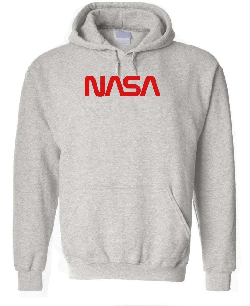 NASA Red Worm Lettering — Sport Gray Hoodie — front