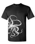 Side-Print Kraken Tentacles — Black T-Shirt — front