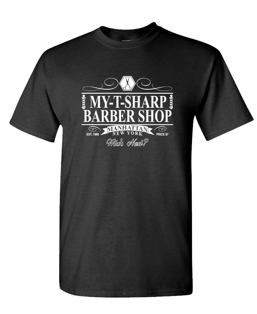 My-T-Sharp Barber Shop — Black T-Shirt — front