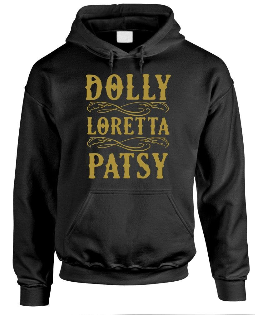 Dolly Loretta Patsy Names — Black Hoodie — front