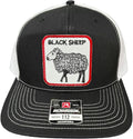 Black Sheep — Black Sheep - Black and White - Standard Bill Embroidered Trucker Hat — front