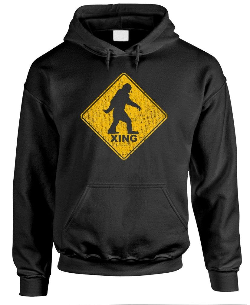 Bigfoot Crossing — Black Hoodie — front