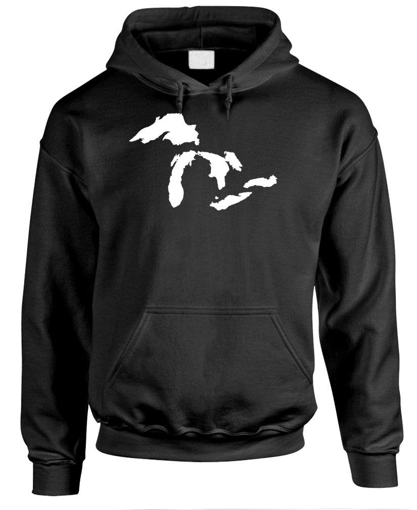 Great Lakes Silhouette — Black Hoodie — front