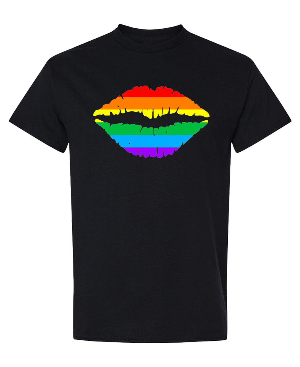 Rainbow Lips — Black T-Shirt — front