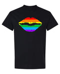 Rainbow Lips — Black T-Shirt — front